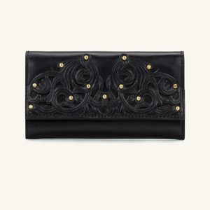 Patricia Nash Terresa Feligree Collection Black Leather RFID Wallet